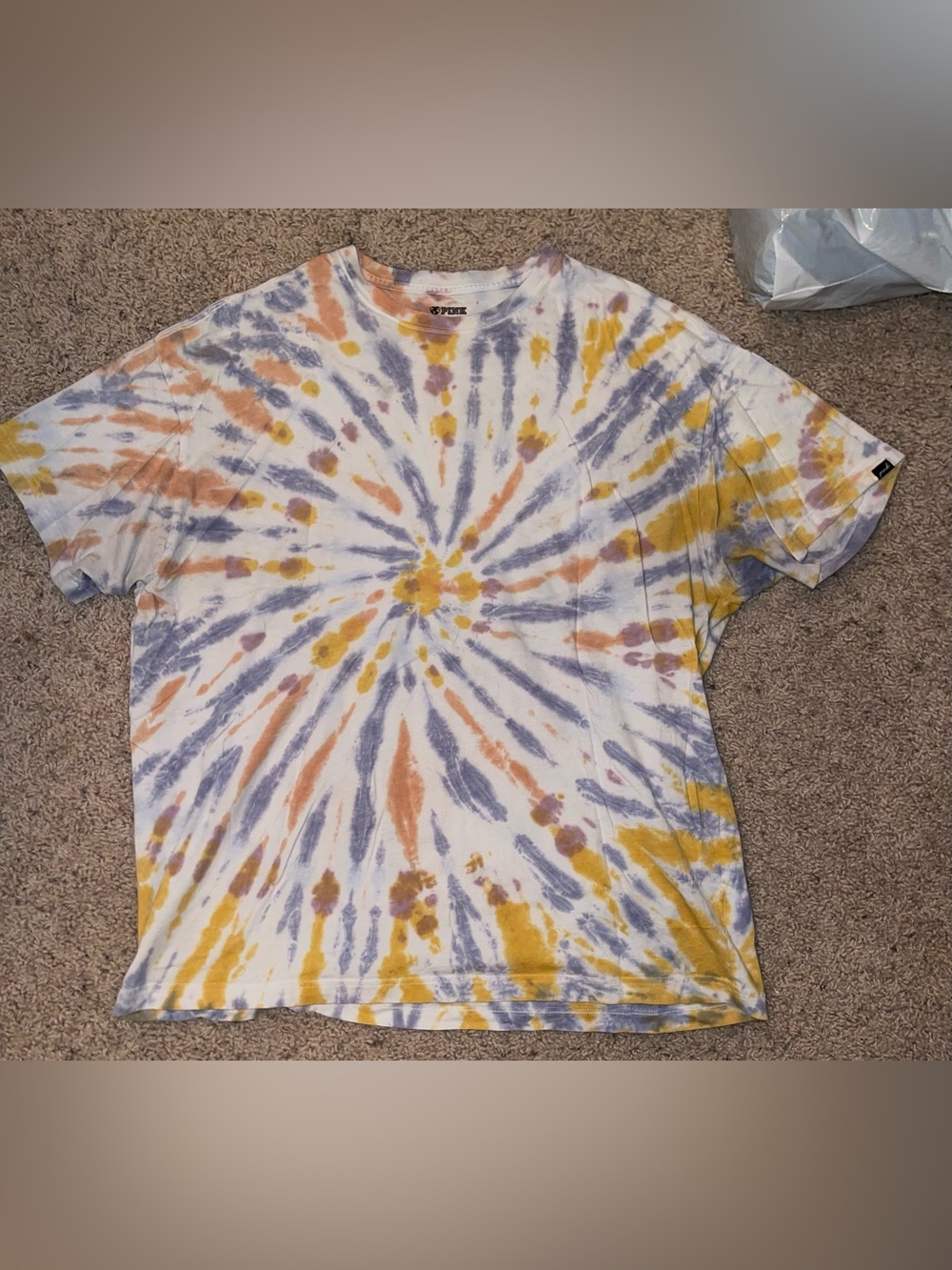 Tie-Dye Spiral Crewneck T-Shirt - Yellow, Lavender, Rust